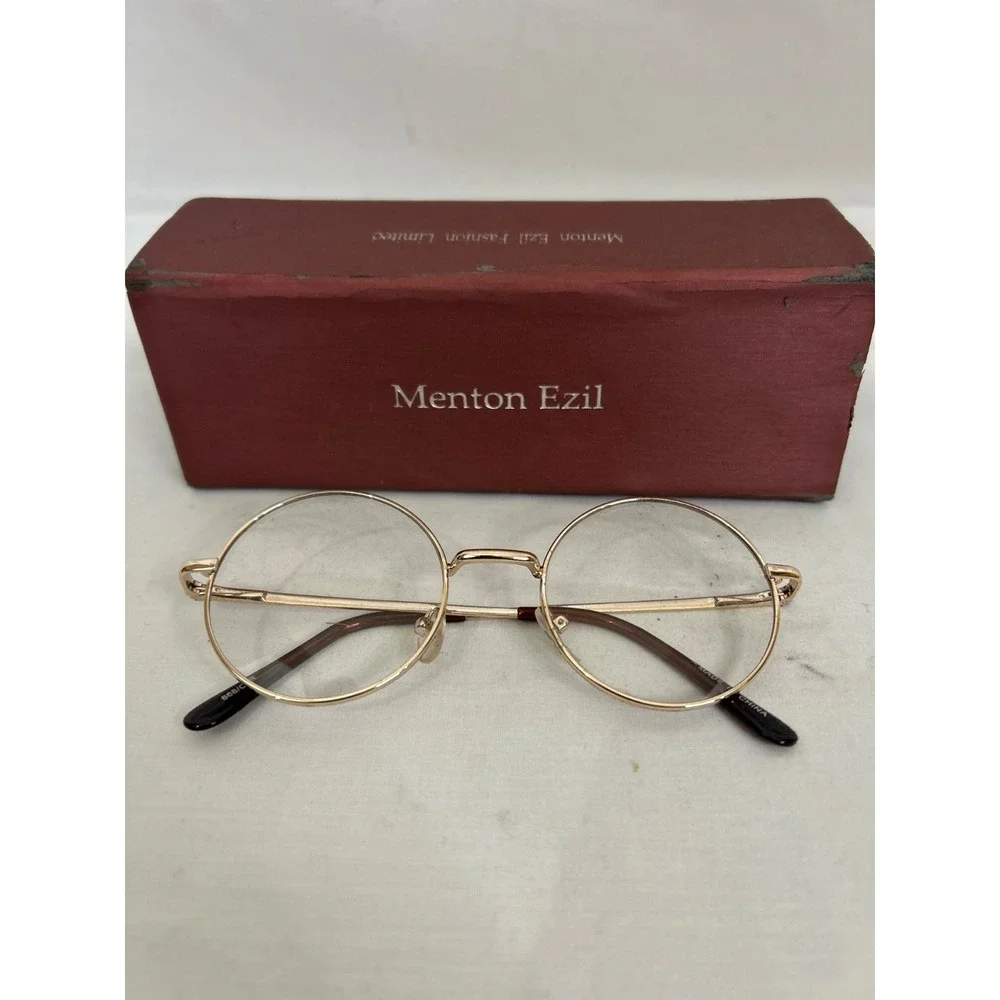Menton‎ Ezil Gold Rim Round Clear Non Prescribe Glasses